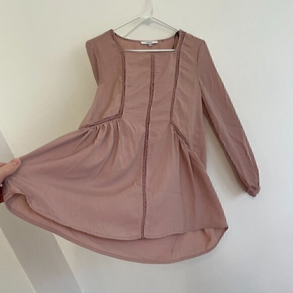 RO&DE ANTHROPOLOGIE Mauve Pink ish Crochet Lace Long Sleeve Boho Peasant Blouse - Picture 8 of 16